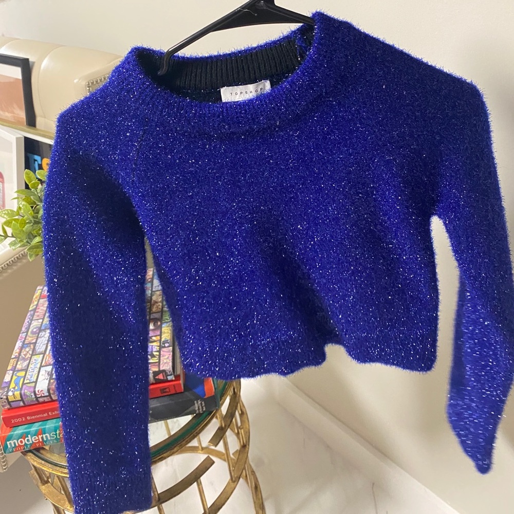 Shiny electric TOPSHOP blue long sleeve top